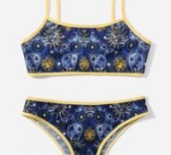 Sun & Moon Print Contrast Binding Lingerie Set