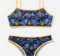 Sun & Moon Print Contrast Binding Lingerie Set