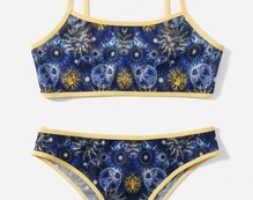 Sun & Moon Print Contrast Binding Lingerie Set