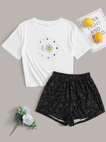 Sun & Moon Print PJ Set