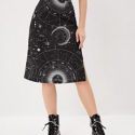 Sun & Moon Print Split Side Skirt