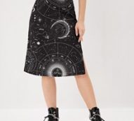 Sun & Moon Print Split Side Skirt