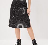 Sun & Moon Print Split Side Skirt
