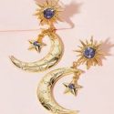 Sun & Star Decor Moon Drop Earrings 1pair