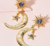 Sun & Star Decor Moon Drop Earrings 1pair