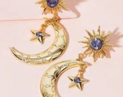 Sun & Star Decor Moon Drop Earrings 1pair