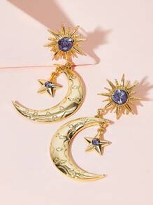 Sun & Star Decor Moon Drop Earrings 1pair