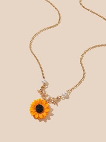 Sunflower Charm Chain Necklace