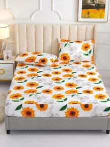 Sunflower Print Fitted Sheet Sets Without Filler