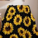 Sunflower Print Warm Plush Flannel Throw