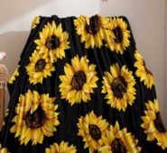 Sunflower Print Warm Plush Flannel Throw