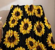 Sunflower Print Warm Plush Flannel Throw