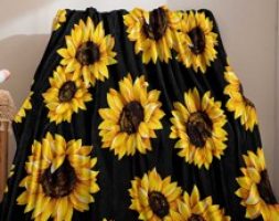Sunflower Print Warm Plush Flannel Throw