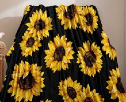 Sunflower Print Warm Plush Flannel Throw