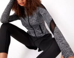 Super Elastic Mesh Insert Hooded Sports Jacket