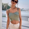 Surplice Front Shirred Crop Cami Top