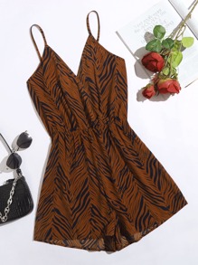 Surplice Neck Allover Print Romper