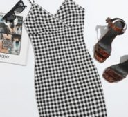 Surplice Neck Buffalo Plaid Dress