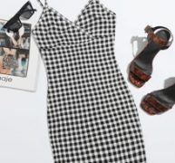 Surplice Neck Buffalo Plaid Dress