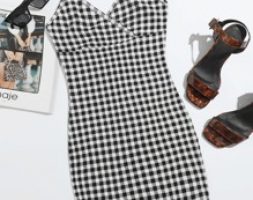 Surplice Neck Buffalo Plaid Dress
