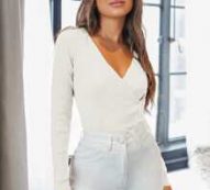 Surplice Neck Solid Sweater