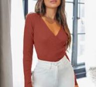 Surplice Neck Solid Sweater