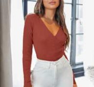 Surplice Neck Solid Sweater