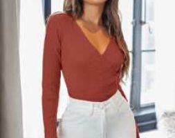 Surplice Neck Solid Sweater