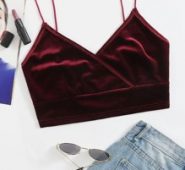 Surplice Neck Velvet Crop Cami Top