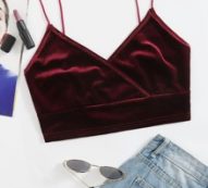 Surplice Neck Velvet Crop Cami Top