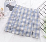 Tartan Slit Hem Mini Skirt