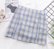 Tartan Slit Hem Mini Skirt