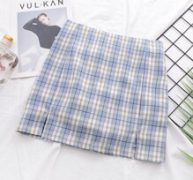 Tartan Slit Hem Mini Skirt