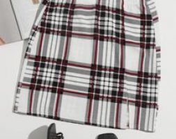 Tartan Slit Hem Skirt