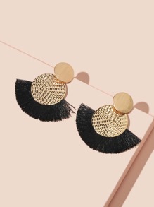 Tassel Decor Round Drop Earrings