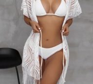 Tassel Hem Hollow Out Tie Waist Kimono