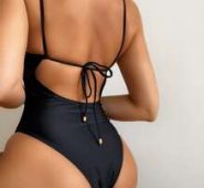 Tie Back High Leg One Piece Swimsuit