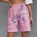 Tie Dye And Letter Graphic Track Shorts