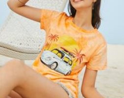 Tie Dye Car Graphic Tee