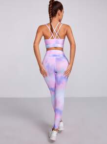 Tie Dye Criss Cross Sports Bra & Leggings