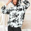 Tie Dye Drop Shoulder Kangaroo Pocket Drawstring Hoodie