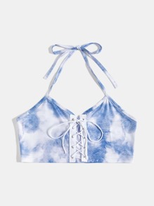 Tie Dye Lace Up Halter Top