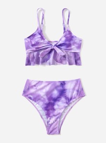 Tie Dye Ruffle Bikini Swimsuit