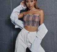 Tie Dye Shirred Frill Trim Tube Crop Top