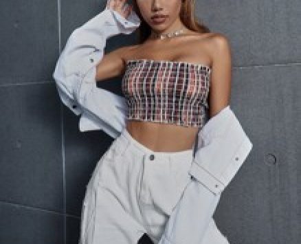 Tie Dye Shirred Frill Trim Tube Crop Top