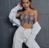 Tie Dye Shirred Frill Trim Tube Crop Top