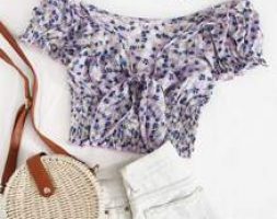 Tie Front Shirred Waist Ditsy Floral Top
