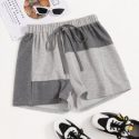 Tie Front Spliced Track Shorts