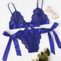 Tie Side Scalloped Trim Lace Lingerie Set