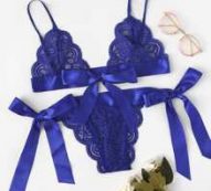 Tie Side Scalloped Trim Lace Lingerie Set